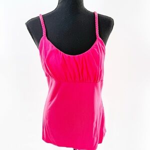 INC International Concepts Pink Braided Spaghetti Strap Ruched Tank Size Large
